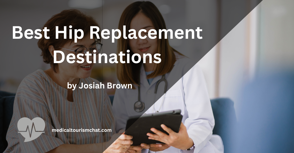 Older adult walking with improved mobility after hip replacement abroad